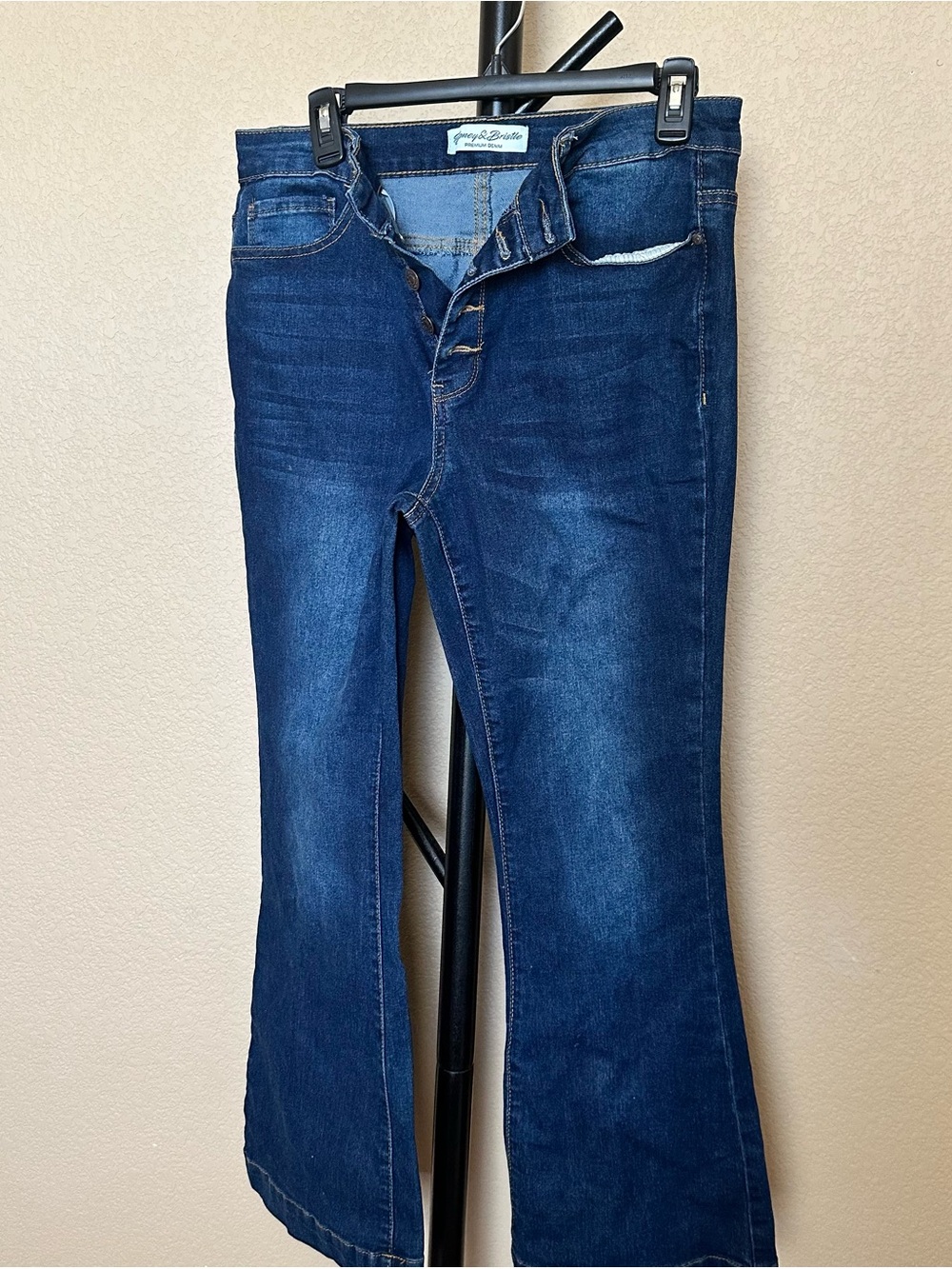 Honey & Bristle Premium Denim Jeans - Medium Blue with Gold Stitching